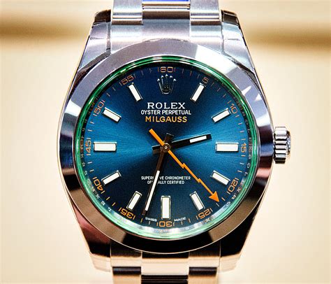 rolex milgauss blue engraved|rolex milgauss price used.